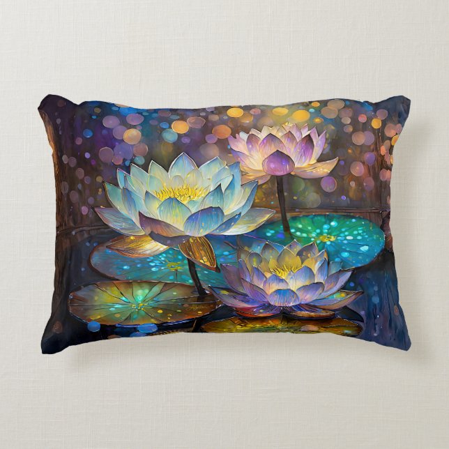 Almofada Decorativa Glowing Lotus Flowers Trio (Frente)