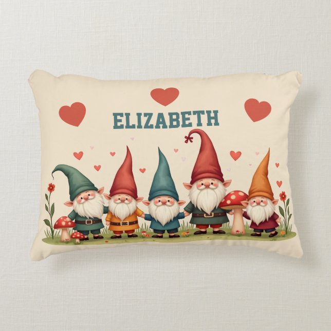 Almofada Decorativa Gnomos bonitos - Crianças Personalizadas (Frente)