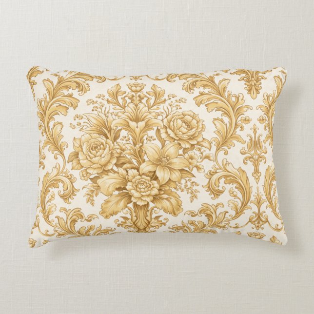 Almofada Decorativa Gold Damask Floral (Frente)