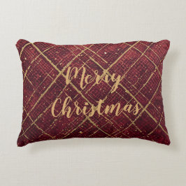 Almofada Decorativa Gold Red Cross Pattern, Gold Merry Christmas