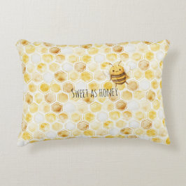 Almofada Decorativa Gold Yellow Honeycomb Sweet Cute Honey Bee
