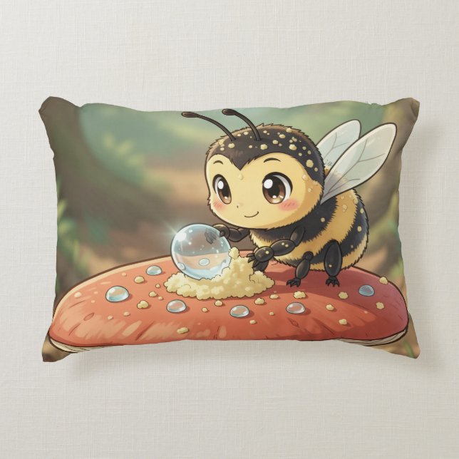 Almofada Decorativa Goldene Hummel im Blütentanz  (Frente)