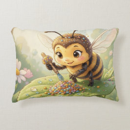 Almofada Decorativa Goldene Hummel im Blütentanz.2