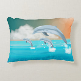Almofada Decorativa golfinhos respirando no oceano