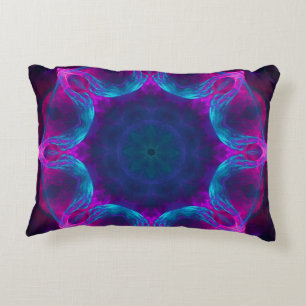 Almofada Decorativa Gradiente de Caleidoscópio Escuro e Azul Neon