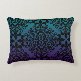 Almofada Decorativa Gradiente Roxo-Cor damasco Preto E Teal