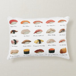 Almofada Decorativa Gráfico de Sushi de Aquarela