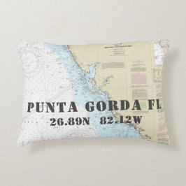 Almofada Decorativa Gráfico náutico Latitude Longitude Punta Gorda FL