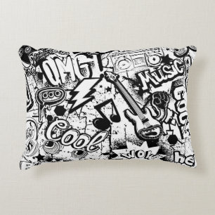 Almofada Decorativa grafite história em quadrinhos preto e branco sem