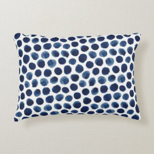 Almofada Decorativa Grande índigo/teste padrão de bolinhas azul da