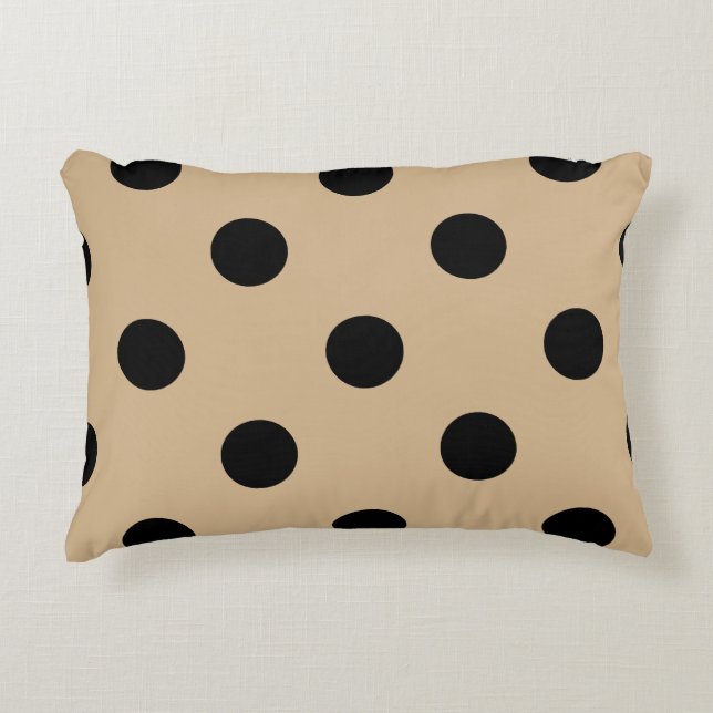 Almofada Decorativa Grandes bolinhas - preto em Tan (Frente)