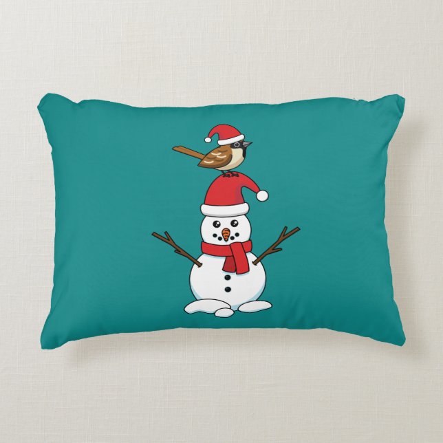 Almofada Decorativa Grátis Sparrow em Snowman (Frente)
