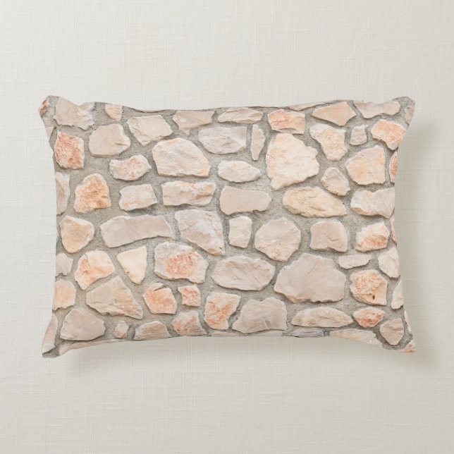 Almofada Decorativa Gray stone wall background. stone, texture, wall,  (Frente)