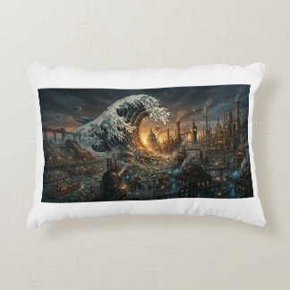 Almofada Decorativa Great Wave of Plastic Trash - Steampunk Cushion