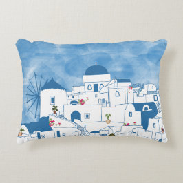 Almofada Decorativa Grécia Santorini de Cor Azul e Branca