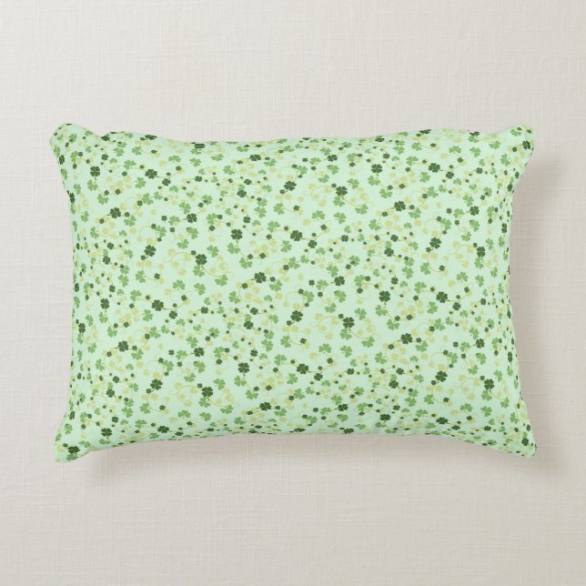 Almofada Decorativa Green Four Leaf Clovers St Patricks Day (Frente)