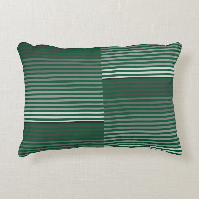 Almofada Decorativa Green, Gray, Black, White Stripes (Frente)