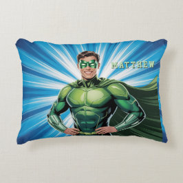 Almofada Decorativa Green Superhero Boys Birthday Party Gift