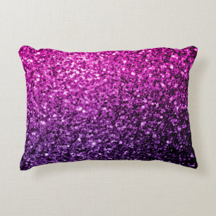 Almofada Decorativa Grelhas de brilho do Ombre Rosa Púrpura