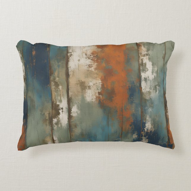 Almofada Decorativa Greve do Agricultor Rustic Teal Orange Beige (Frente)