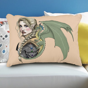 Almofada Decorativa Guerreiro Elfo Dragão Fantasia Mágico Medieval Pês