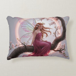 Almofada Decorativa Hada mágica entre flores de cerezo – Ilustración d