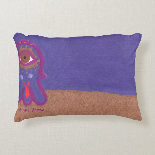Almofada Decorativa Hamsa feliz sai na noite por Ashira Malka (Frente)