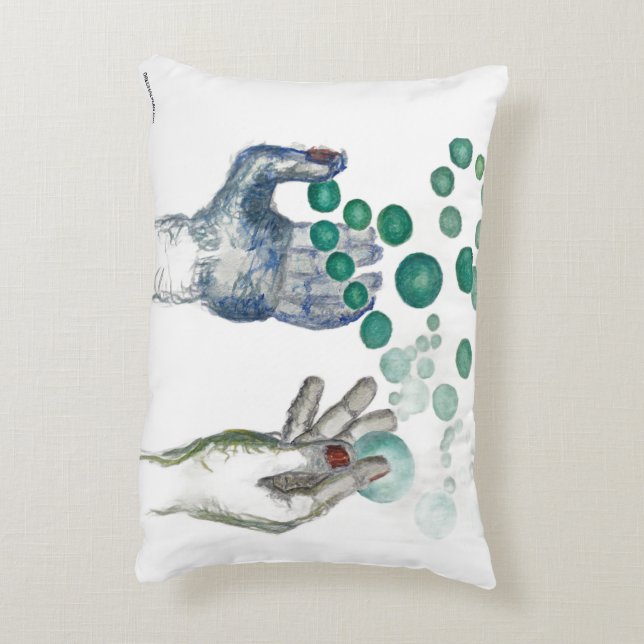 Almofada Decorativa Hands Outstretched with Golden Globes (Verso(Vertical))