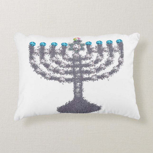 Almofada Decorativa Hanukkah glam menorah hanukkiah (Frente)
