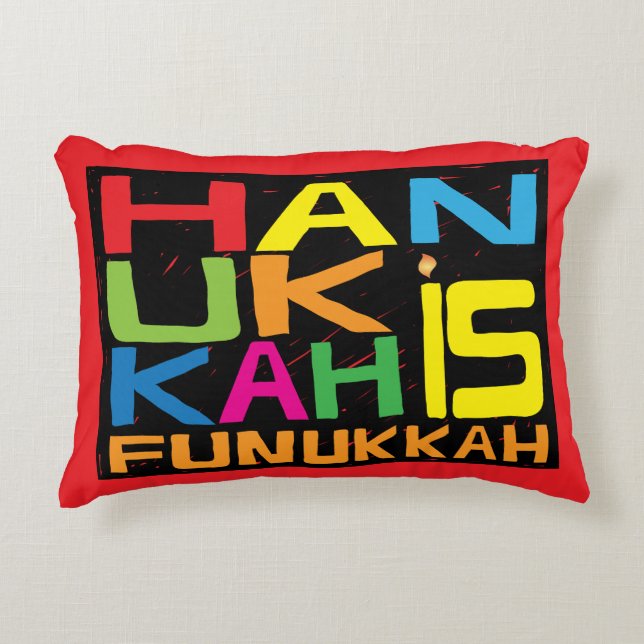 Almofada Decorativa Hanukkah Travesseiro "Hanukkah é Funukkah" (Frente)