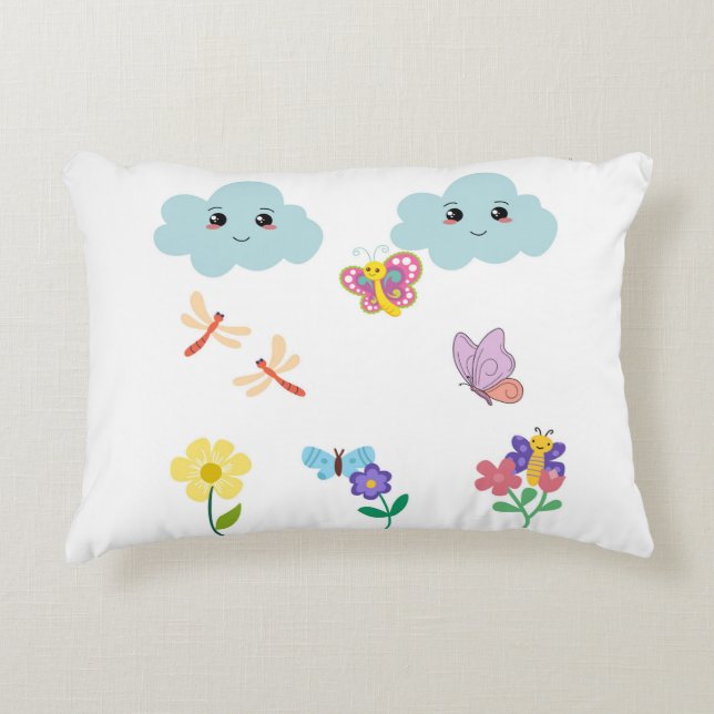 Almofada Decorativa  Happy Clouds and Garden Friends  (Frente)