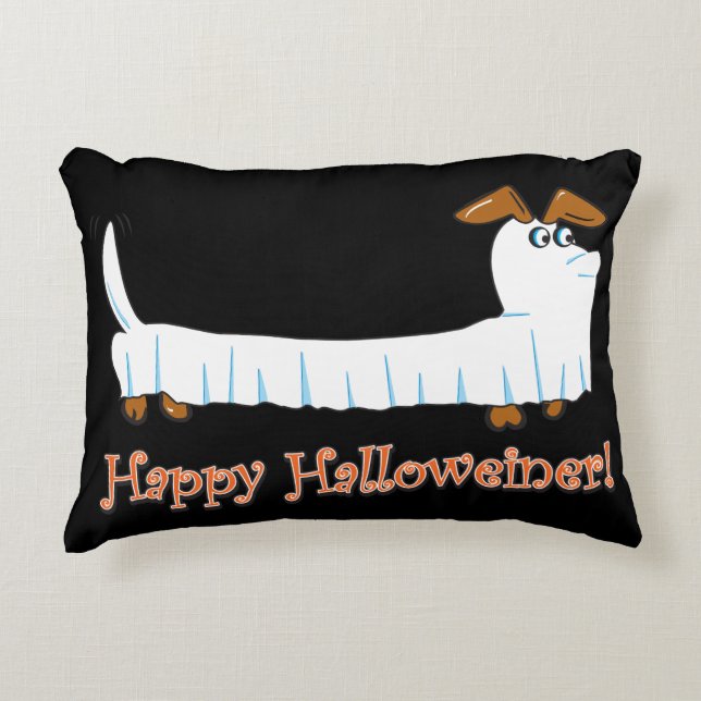 Almofada Decorativa Happy Halloweiner Dachshund (Frente)