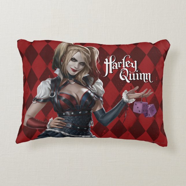 Almofada Decorativa Harley Quinn Com Felpudo (Verso)