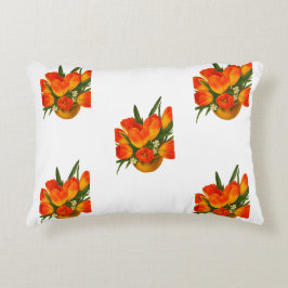 Almofada Decorativa Harmonia da Primavera – Tulipas Laranja e Amarelas