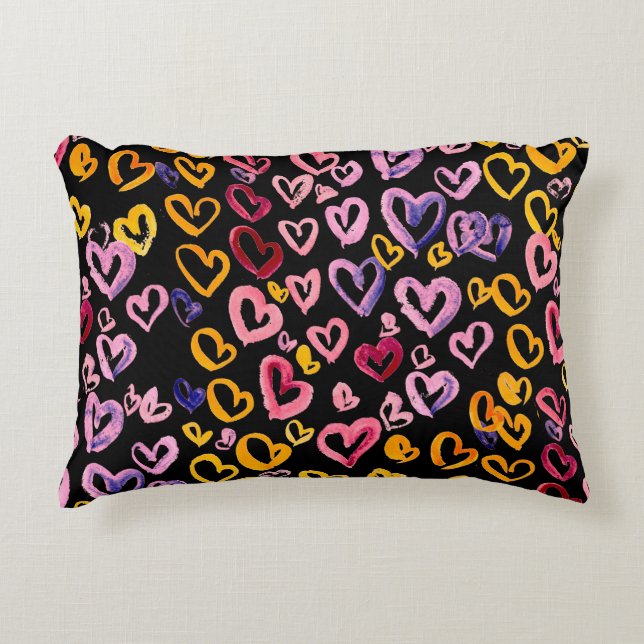 Almofada Decorativa Hearts Galore: Padrão Sem Costura De Aquarela (Frente)