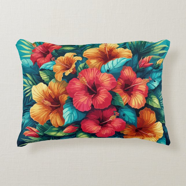 Almofada Decorativa Hibiscus Harmony: Um Cobrir de Travesseiro de tape (Frente)