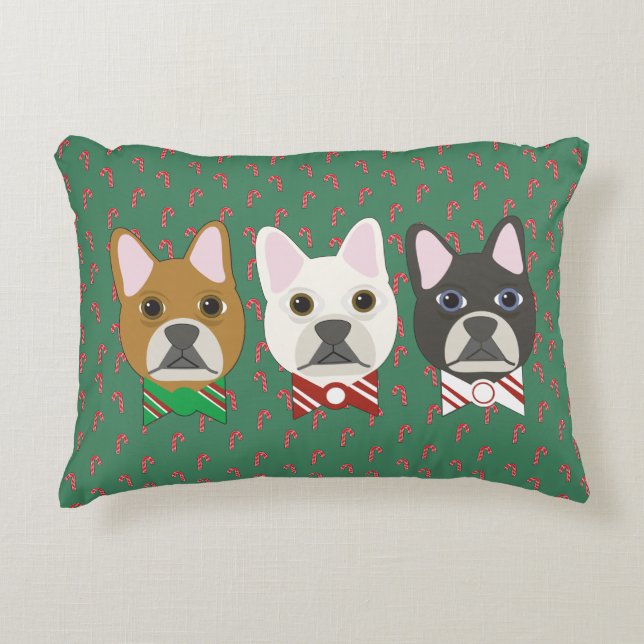 Almofada Decorativa Holiday Pups Candy Cane (Frente)