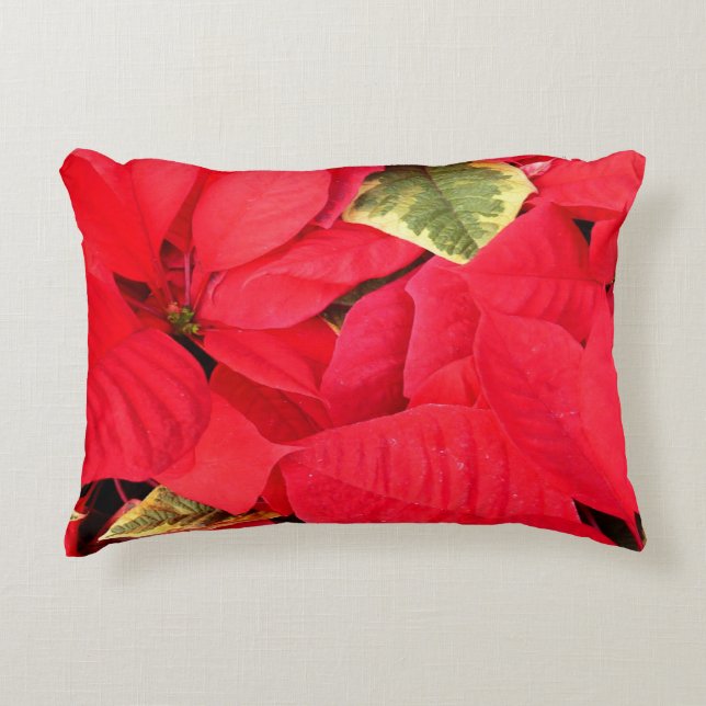 Almofada Decorativa Holly Point Poinsettias Holiday Floral (Frente)