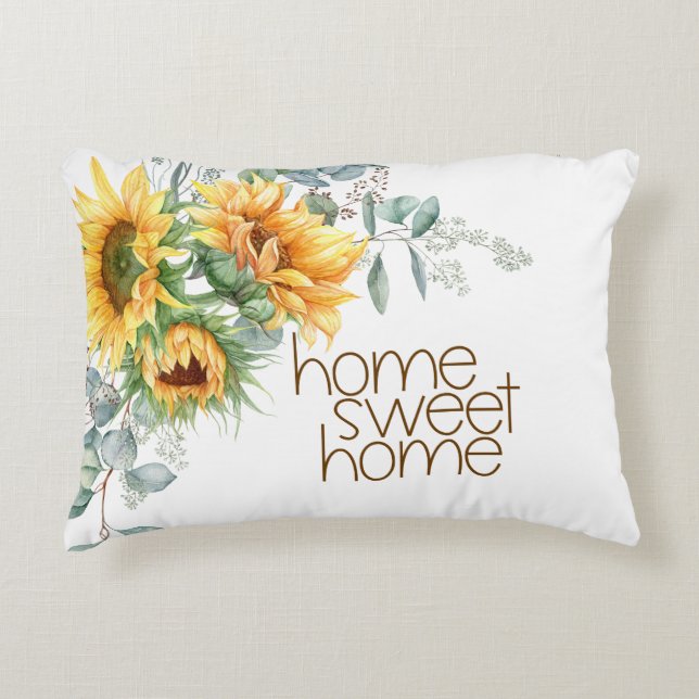 Almofada Decorativa Home Sweet Home Sunflower Eucalyptus (Frente)