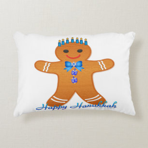 Almofada Decorativa Homem de Biscoito de Gengibre da Menorá Judaica de