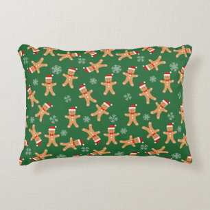 Almofada Decorativa Homens de Biscoito de Natal em Verde 
