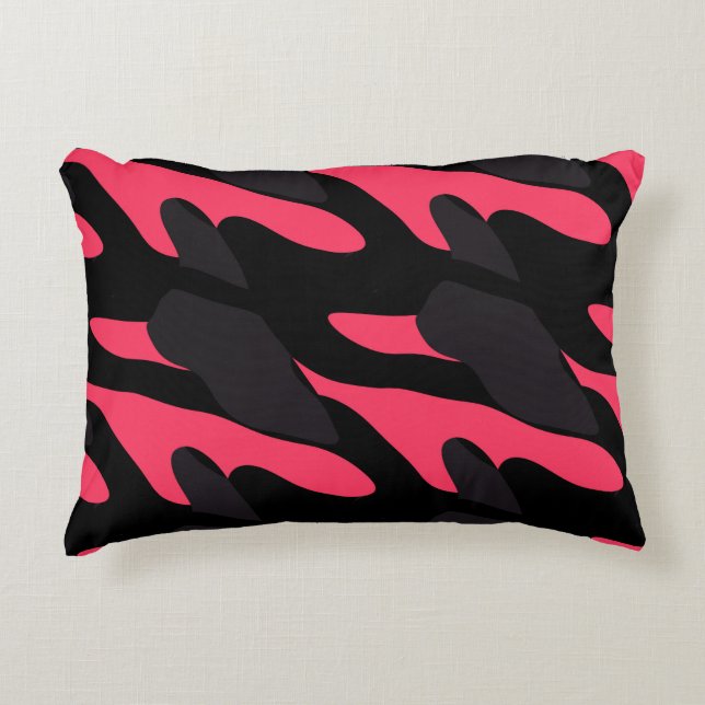 Almofada Decorativa Hot pink, gray and black Camo abstract (Frente)