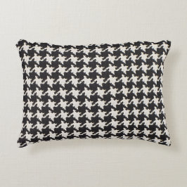 Almofada Decorativa Houndstooth Black White Pattern