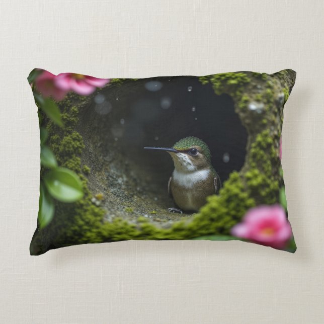 Almofada Decorativa Hummingbird no ninho (Frente)