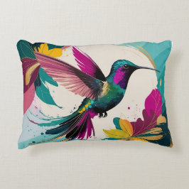 Almofada Decorativa Hummingbird vibrante no voo: Um Abstrato tropical