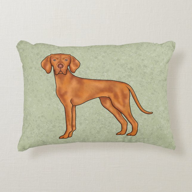 Almofada Decorativa Húngaro Vizsla Cute Cartoon Pointer Dog Green (Frente)
