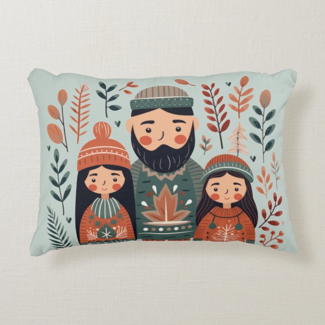 Almofada Decorativa Hygge Christmas Scandinavian Cozy Family (Frente)