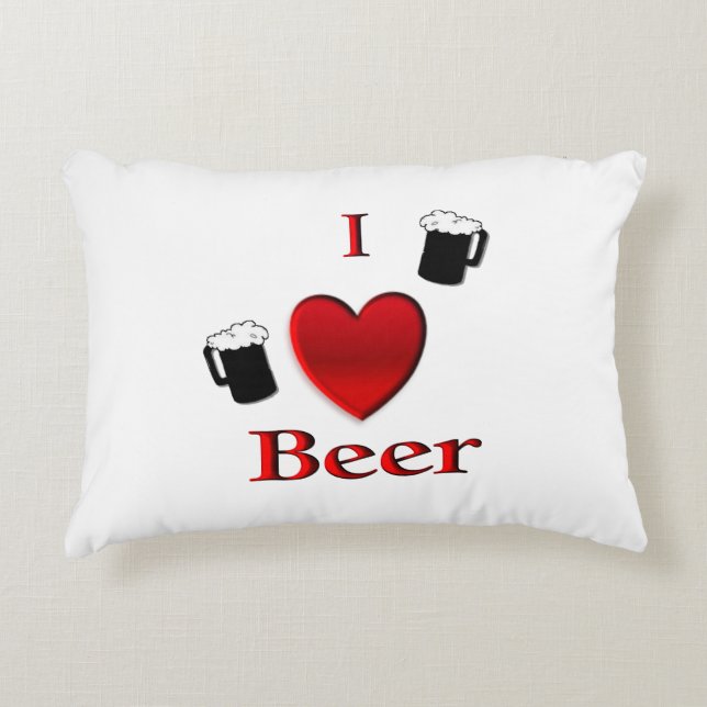 Almofada Decorativa I Heart Beer Design (Frente)