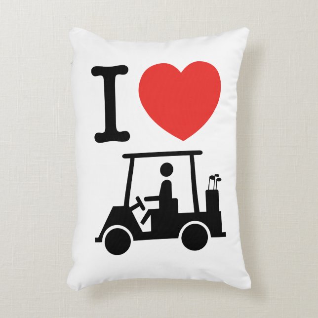 Almofada Decorativa I Heart (Love) Golf Cart (Frente(Vertical))