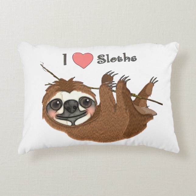 Almofada Decorativa I Heart Sloths Baby Animal (Frente)